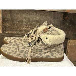 Toms Highlands Botas Leopard Burlap High Top Faux Sherpa Lined Womens 10